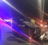 Trafic blocat pe DN1, la ieșirea din Comarnic spre Sinaia, după ce un automobil s-a răsturnat