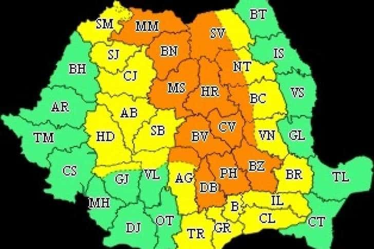 Cod portocaliu de ploi torențiale în Prahova