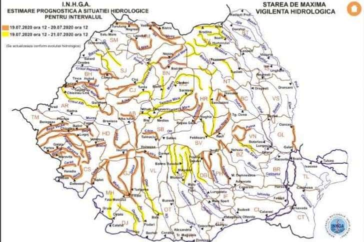 Cod portocaliu de inundații pe râurile Prahova și Teleajen!
