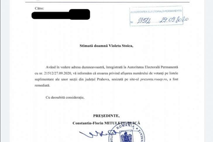 Autoritatea Electorală Permanentă ne dă dreptate. Au fost eronate informațiile publicate pe site-ul oficial, în dimineața alegerilor 