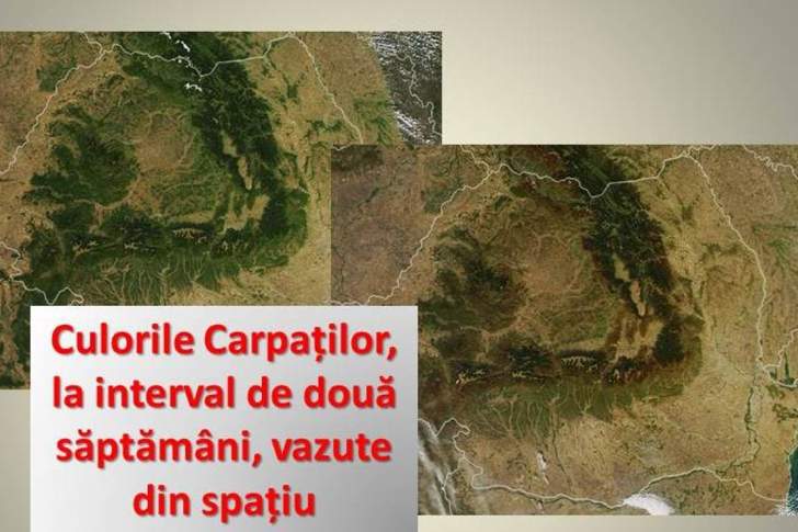 Lanțul Carpaților, văzut din spațiu, îmbrăcat în culorile toamnei!