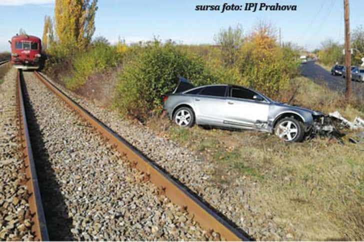 Trenul de Urziceni a lovit un autoturism la trecerea la nivel cu calea ferată de la Corlătești