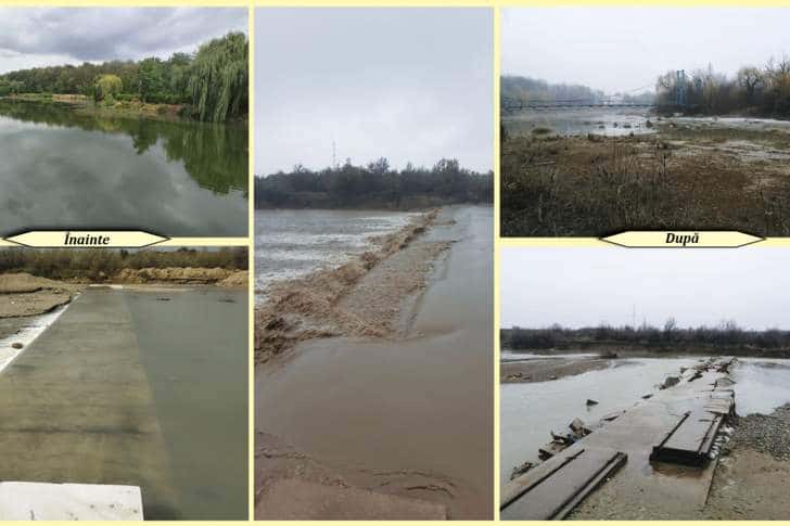 Lacul artificial de la Parcul Bucov, secat din cauza unei viituri de pe Teleajen!