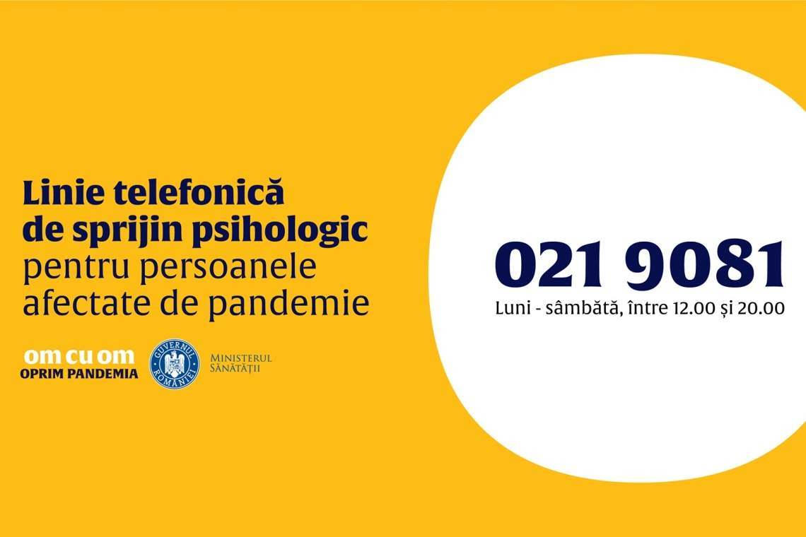 Ajutor psihologic gratuit pentru românii afectați de consecințele pandemiei