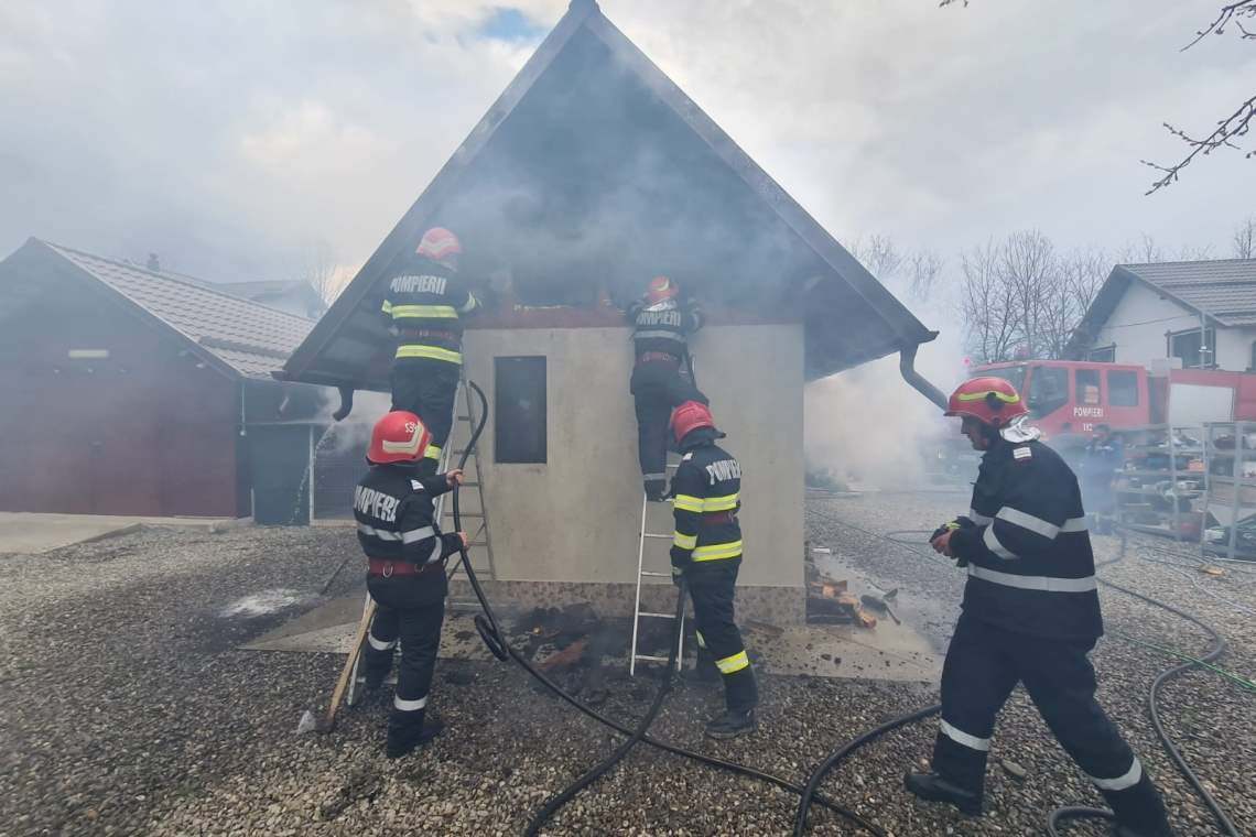 Incendiu la anexa unei case din Brebu. Imagini video de la intervenția pompierilor
