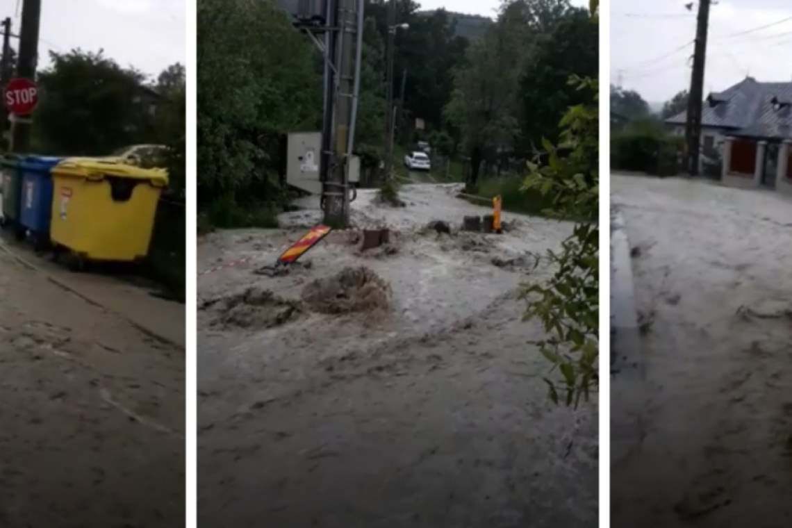 O stradă din Breaza, măturată două zile la rând de ape! - video