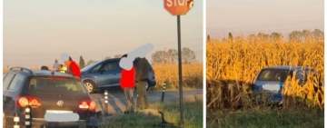 Accident pe Centura de Est a Ploieștiului. O mașină a ajuns în lanul de porumb
