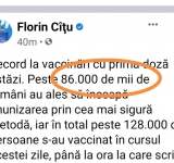 Finanțistul Cîțu: 86.000 de mii de români s-au vaccinat astăzi cu prima doză