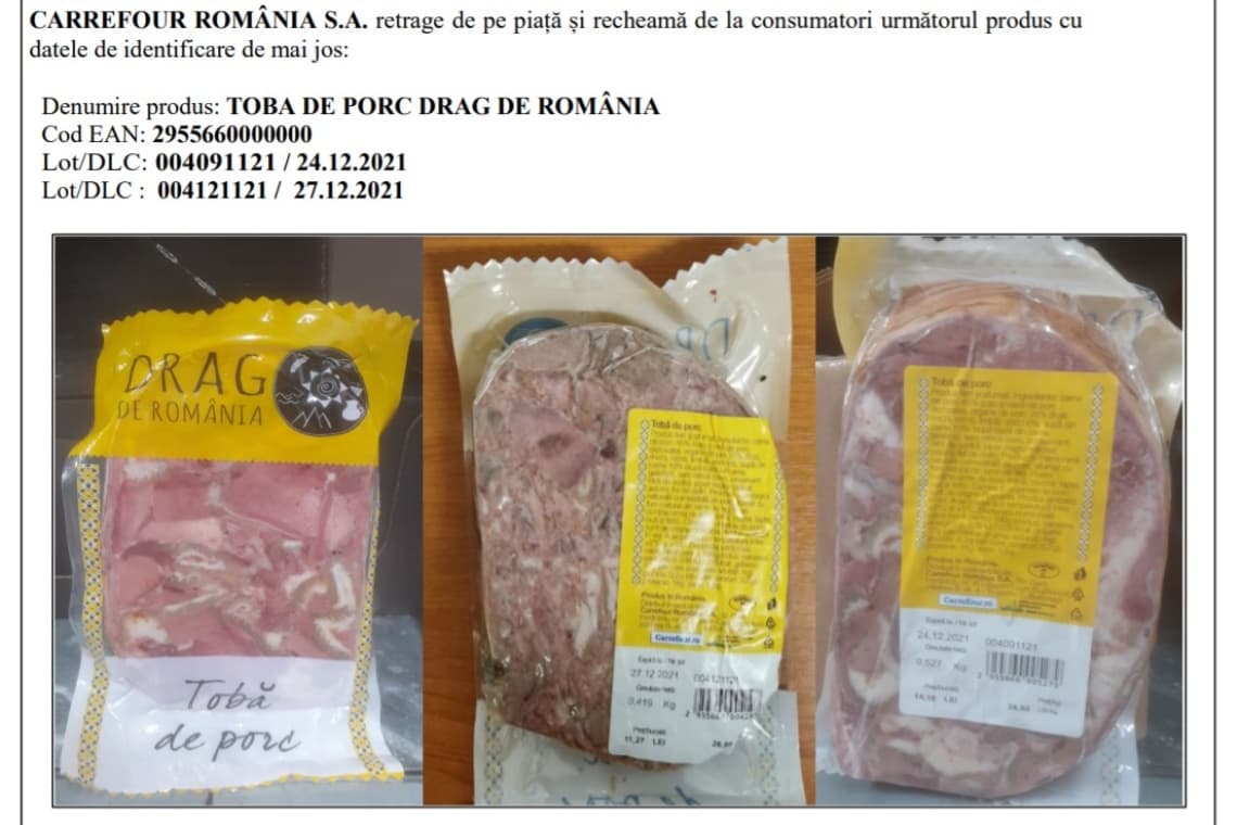 Carrefour retrage de la vânzare tobă de porc cu Listeria monocytogenes