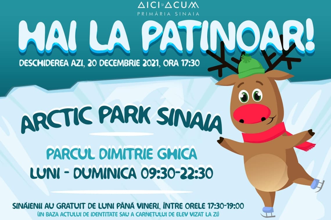 La Sinaia, se deschide patinoarul din Parcul Dimitrie Ghica. Cine va avea acces gratuit