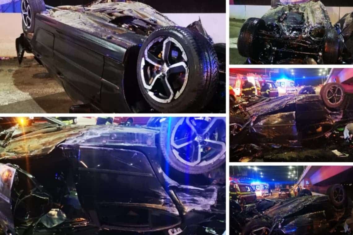 Trei tineri au ajuns la spital după ce s-au răsturnat cu mașina lângă giratoriul suspendat, pe raza comunei Blejoi