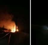 Trenuri de călători, blocate din cauza unui incendiu de vegetație, în zona Inotești