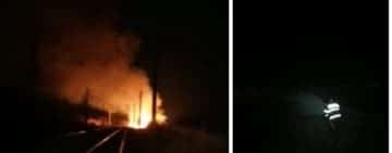 Trenuri de călători, blocate din cauza unui incendiu de vegetație, în zona Inotești