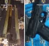 Topoare, săbii, pistoale - ridicate de polițiștii ploieșteni în urma unor percheziții făcute în Urlați 