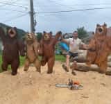 Video/ Hora urșilor, sculptată în lemn, cu drujba, de prahoveanul Gabriel Cernat