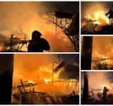 Incendiu de proporții în Plopeni. Ard violent mai multe anexe gospodărești