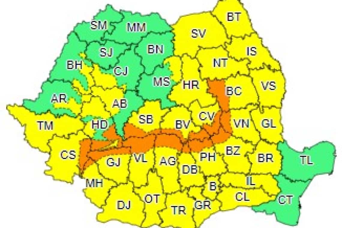 Prahova, sub cod galben și cod portocaliu de vreme rea, în următoarele zile