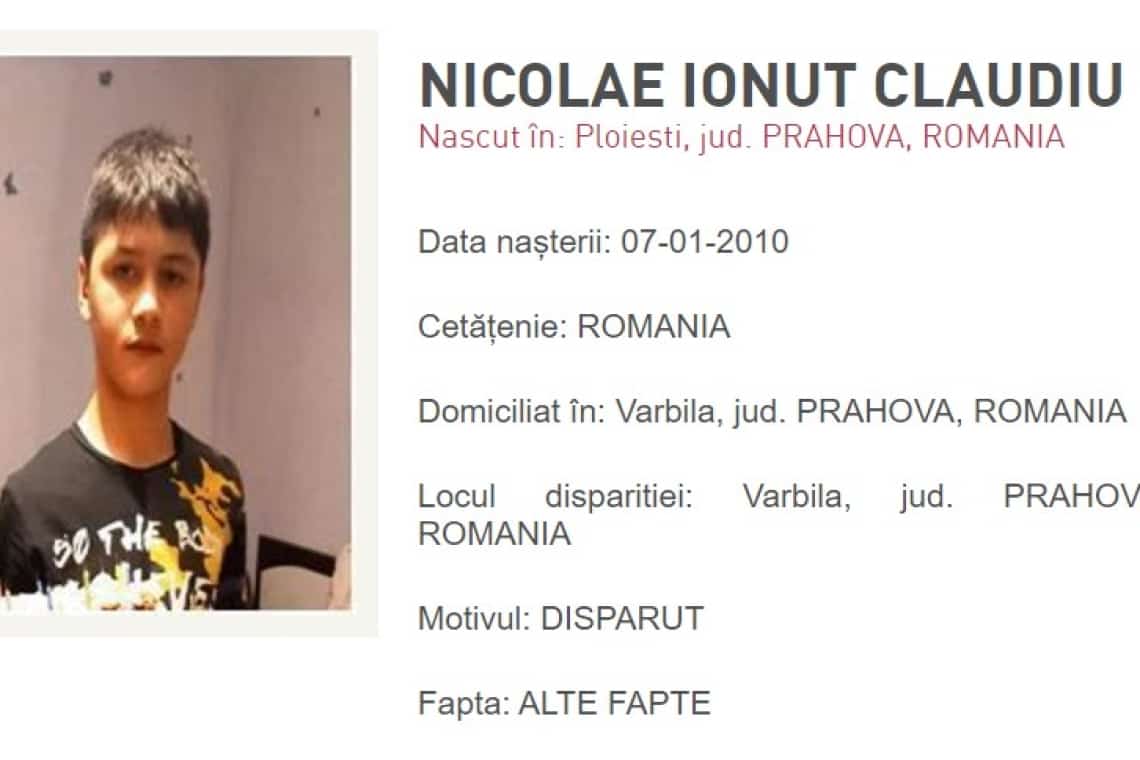 Un copil de 13 ani din comuna Iordăcheanu, căutat de familie și de polițiști - Update