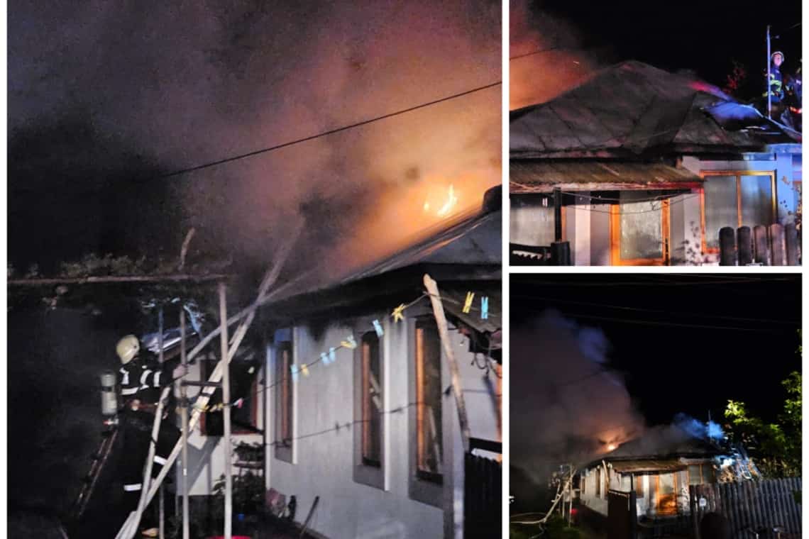 Două case au fost cuprinse de flăcări, noaptea trecută, în comuna Izvoarele