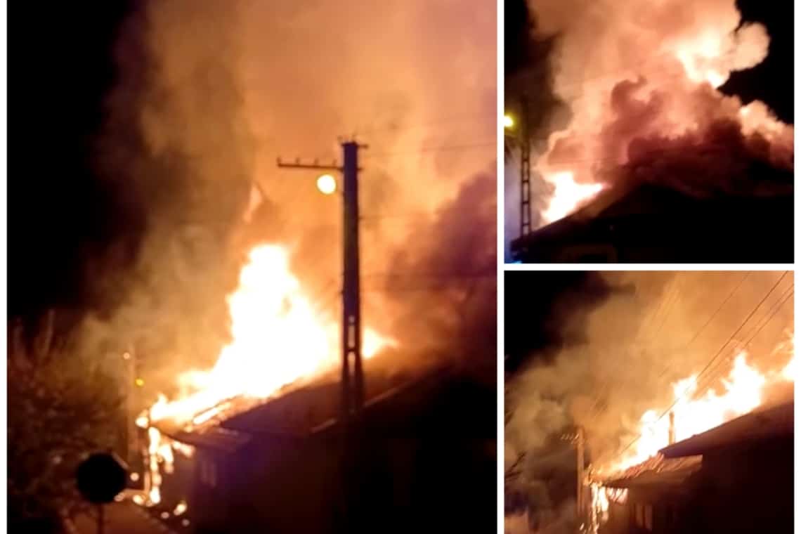 Incendiu de proporții în comuna Izvoarele! O casă, un atelier de mobilă și câteva anexe au fost mistuite de flăcări