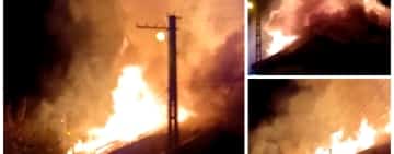 Incendiu de proporții în comuna Izvoarele! O casă, un atelier de mobilă și câteva anexe au fost mistuite de flăcări