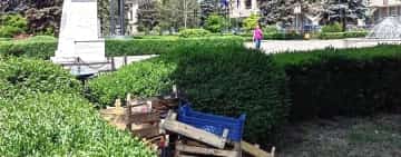 Lădițe din lemn și plastic - ”ascunse”, grămadă, la doi pași de Palatul Administrativ din Ploiești