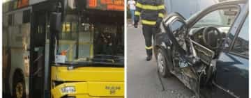 Coliziune între un autobuz și un autoturism pe strada Andrei Mureșanu din Ploiești