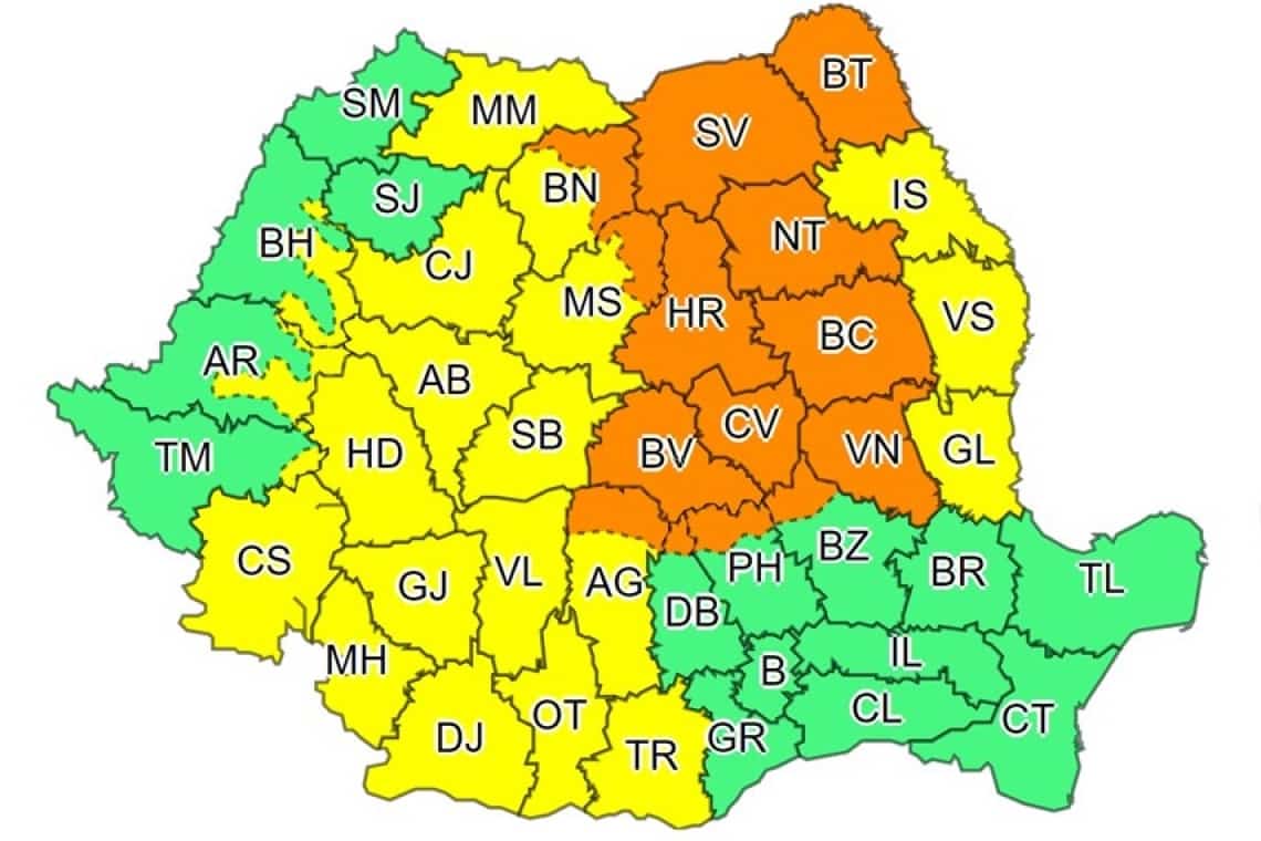 Nordul Prahovei, sub Cod portocaliu de ploi torențiale și vijelii! Alerta ANM intră în vigoare de la ora 12.00