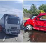 UPDATE/ Trafic blocat pe DN1B, la Valea Călugărească. Coliziune între un TIR și un autoturism