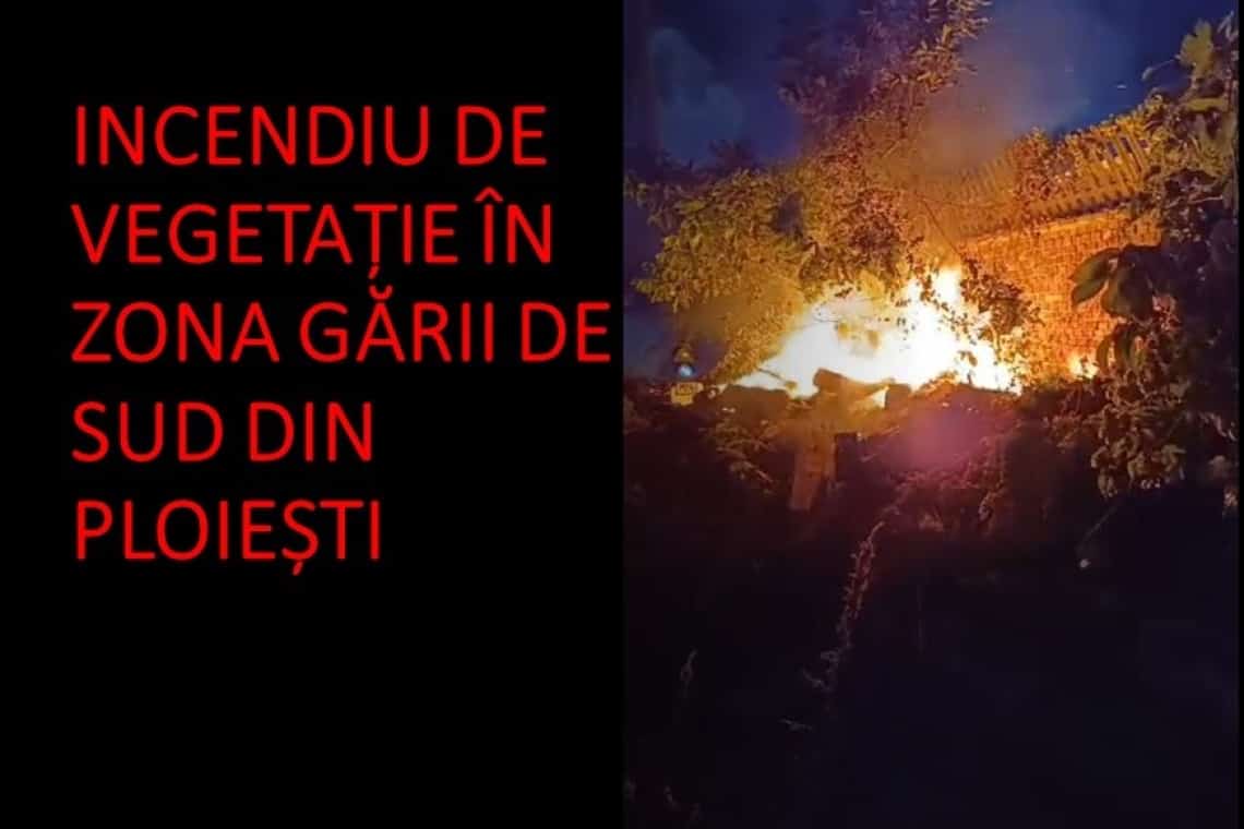 Trafic feroviar afectat de un incendiu, în zona Gării de Sud din Ploiești