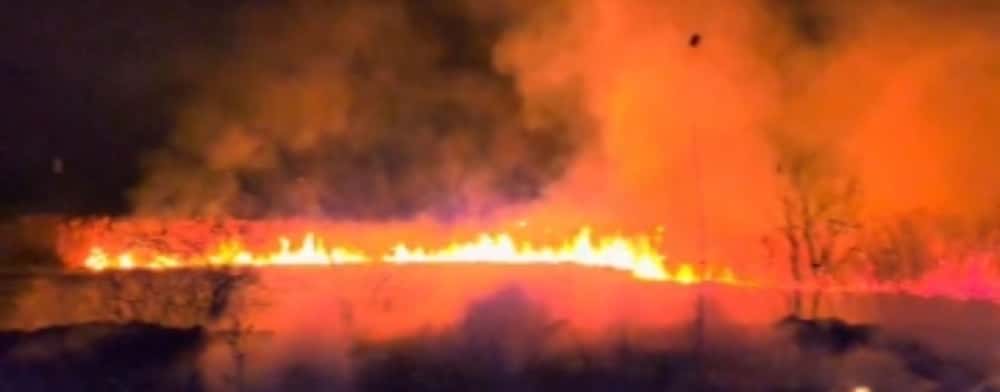 Update/Incendiu de proporții în comuna Gherghița, lângă autostrada București-Ploiești 