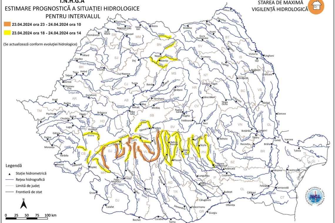 Risc de inundații pe râuri din Prahova, începând de marți seară!