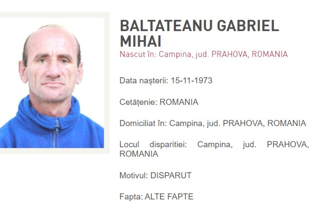 Un bărbat din Câmpina a dispărut fără urmă de două săptămâni. Fratele lui a anunțat poliția a doua zi de Paște