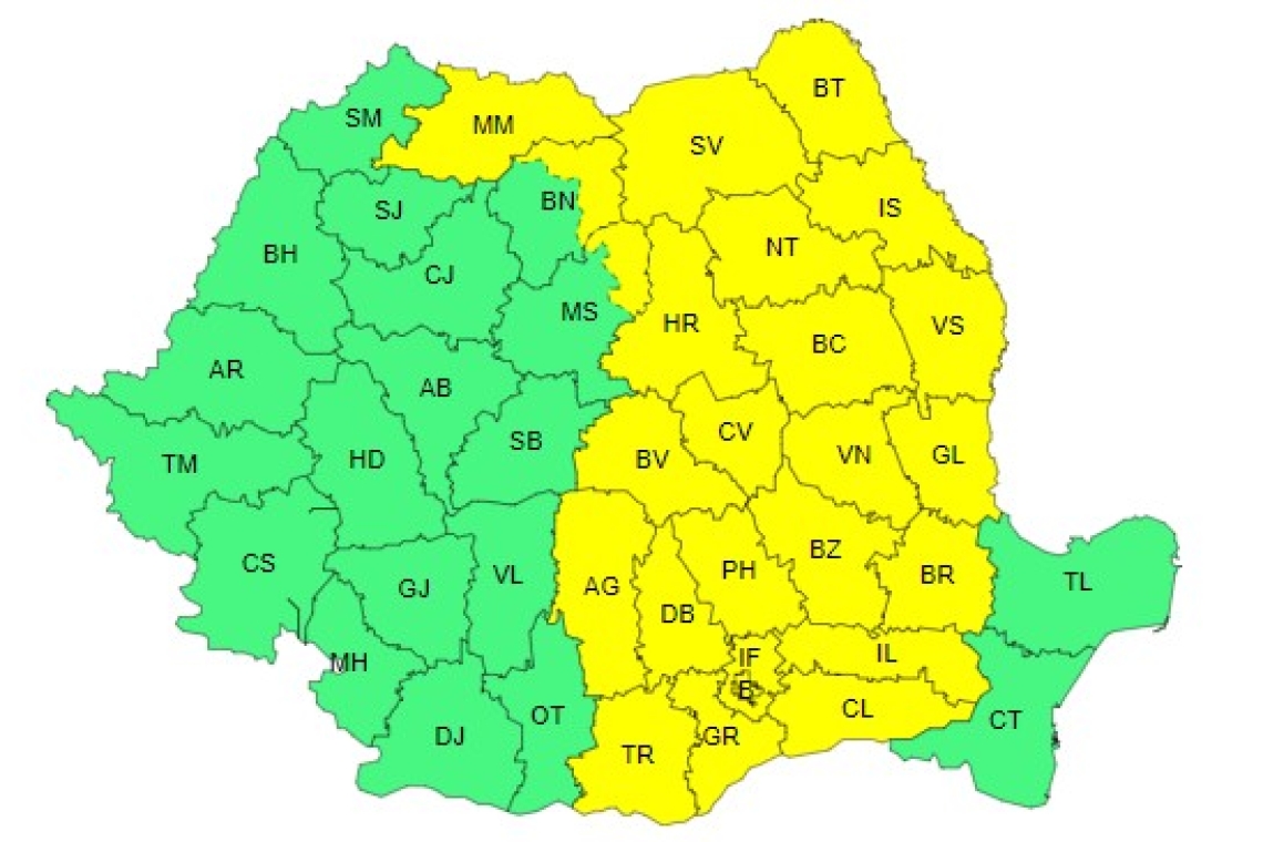 Prahova, sub Cod galben de instabilitate atmosferică accentuată