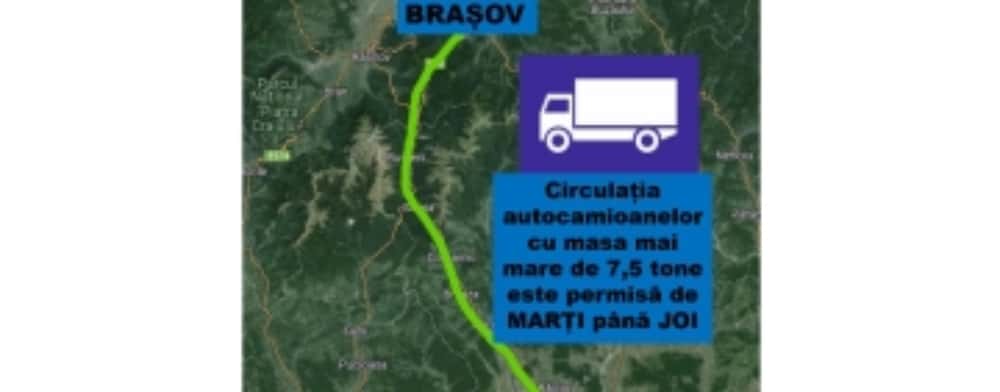 Se ridică restricțiile de tonaj pe DN1, între Ploiești și Brașov, pe perioada lucrărilor de pe Valea Oltului
