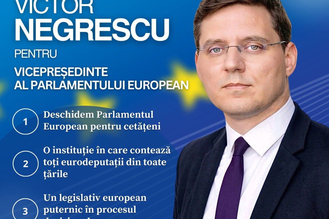 Românul Victor Negrescu, în cursa pentru funcția de vicepreședinte al Parlamentului European. ”Un pas înainte pentru o Românie puternică în UE”