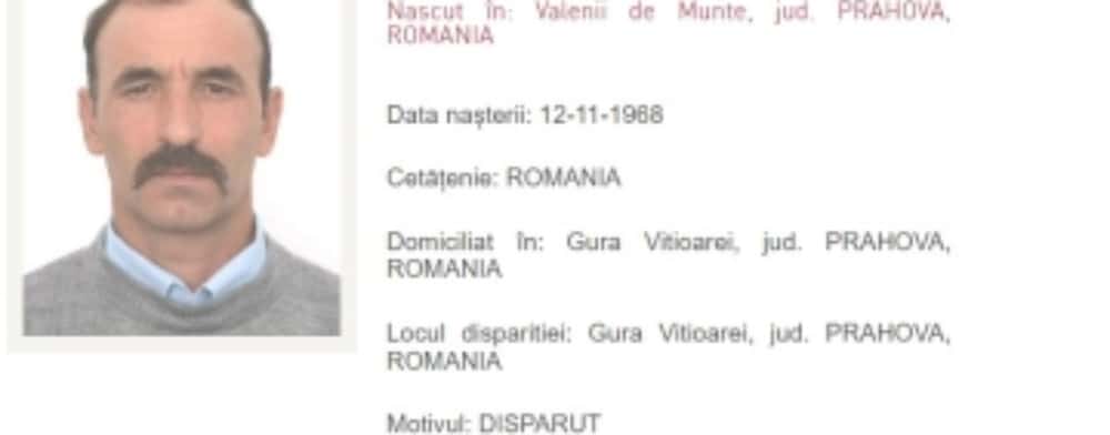 Un bărbat din Gura Vitioarei, dat dispărut la Poliție de familie, la două luni de la plecarea acestuia de acasă