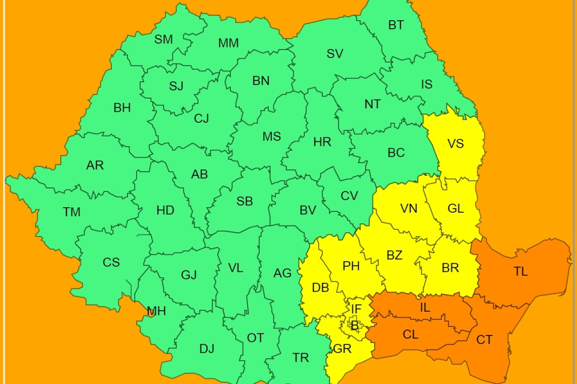 Prahova, sub COD GALBEN de ploi torențiale și vijelii, posibil și grindină