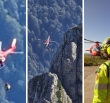 Doi turiști blocați peste noapte în Bucegi au fost recuperați de salvamontiști, cu ajutorul unui elicopter