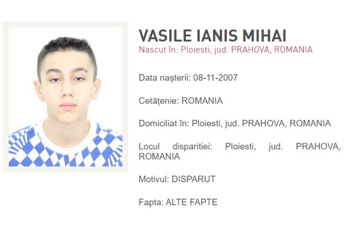 Update/Un adolescent din Ploiești a fost dat dispărut