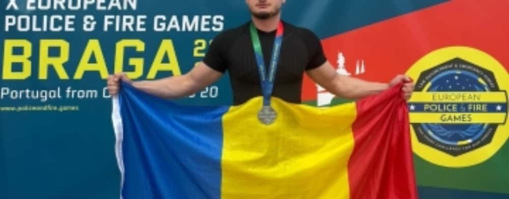 Jandarmul Robert Mustață, de la Gruparea Mobilă Ploiești, dublu vicecampion la Campionatul European Police Fire Games din Portugalia