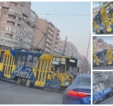 Ploiești/Tramvai deraiat în zona Caraiman, după coliziunea cu o autoutilitară. Circulația tramvaielor a fost reluată după două ore