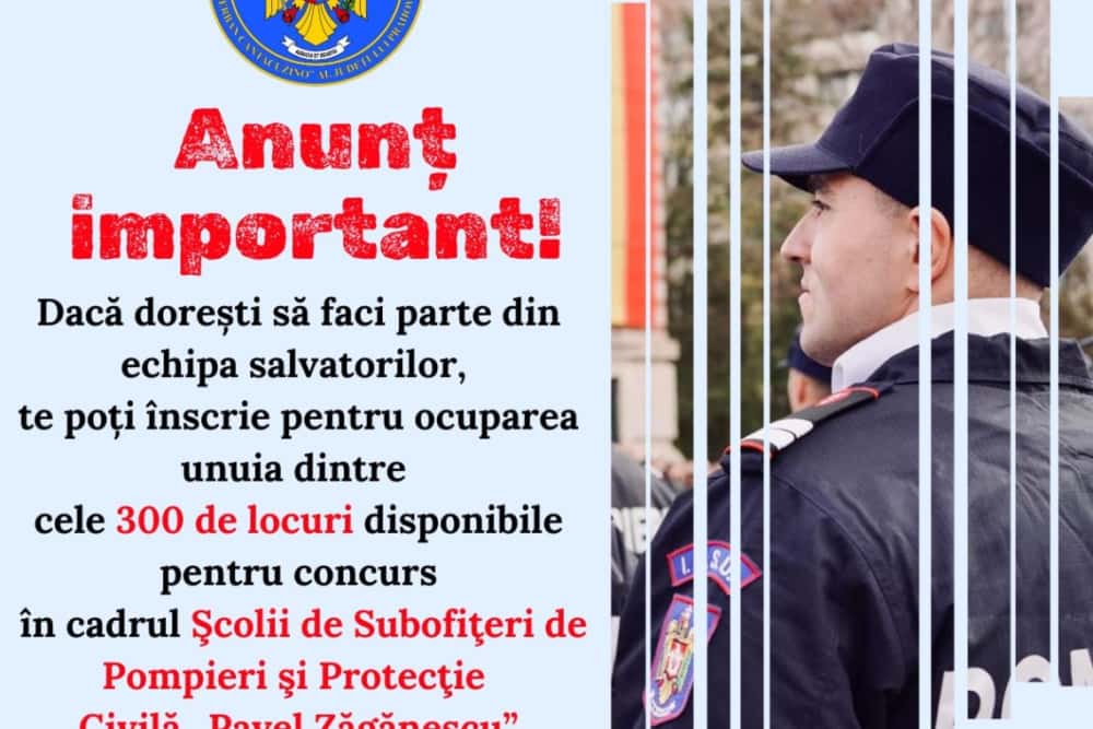 Vrei să devii pompier? Sunt 300 de locuri disponibile la Școala de Pompieri și Protecție Civilă de la Boldești Scăeni