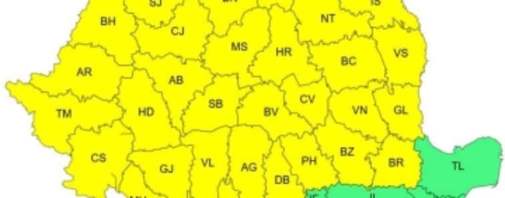 Prahova, sub Cod Galben de vreme rea