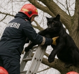 Pantera neagră, salvată de pompieri!