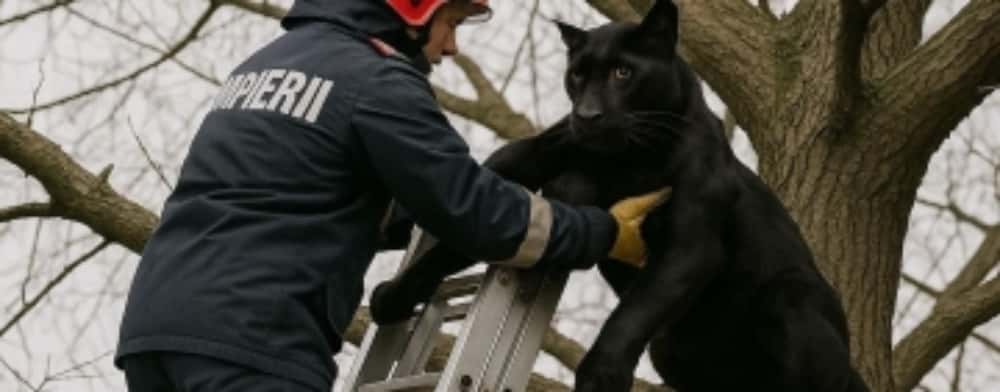 Pantera neagră, salvată de pompieri!