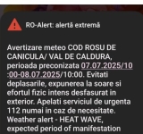 Prima zi de COD ROȘU din această vară începe cu un mesaj Ro-Alert, în Prahova