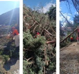 Salvamontiștii, la datorie pentru înlăturarea efectelor furtunii din Sinaia