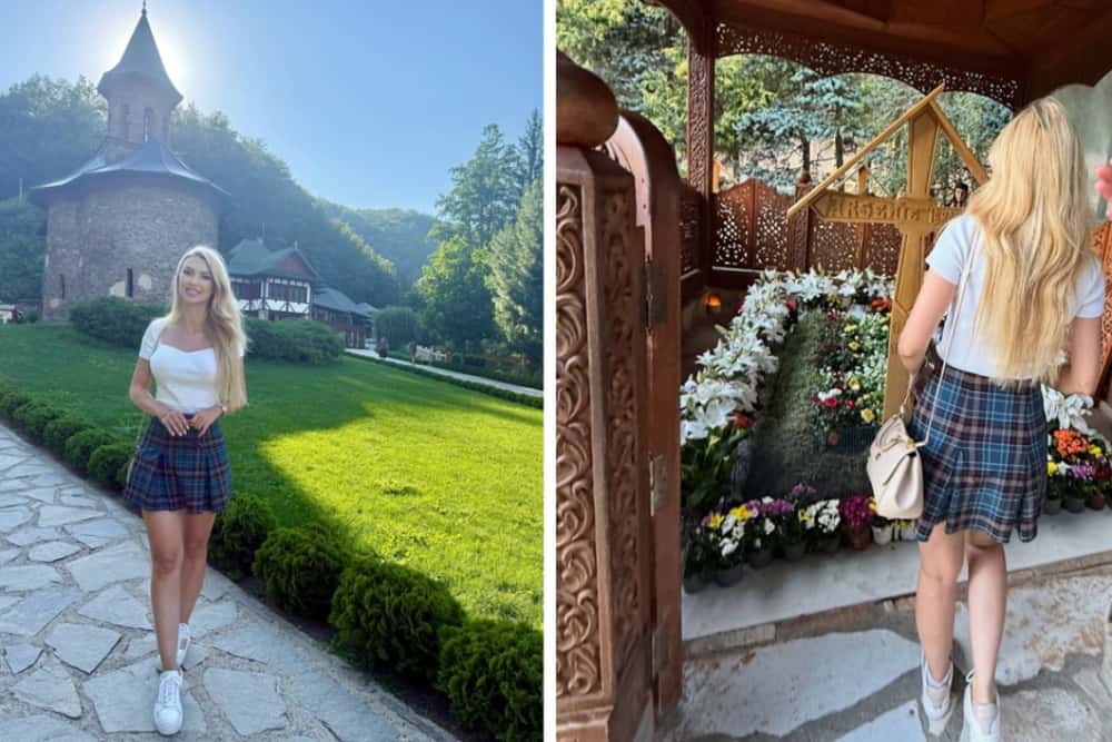 Andreea Bălan, cu fustă scurtă la mormântul lui Arsenie Boca. Ce reacții a stârnit în mediul online