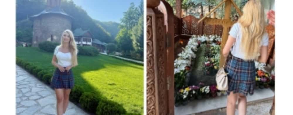 Andreea Bălan, cu fustă scurtă la mormântul lui Arsenie Boca. Ce reacții a stârnit în mediul online